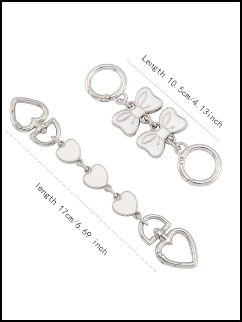 Bag Chain Purse Extender with Heart & Bow Charms - Purse Strap Extender